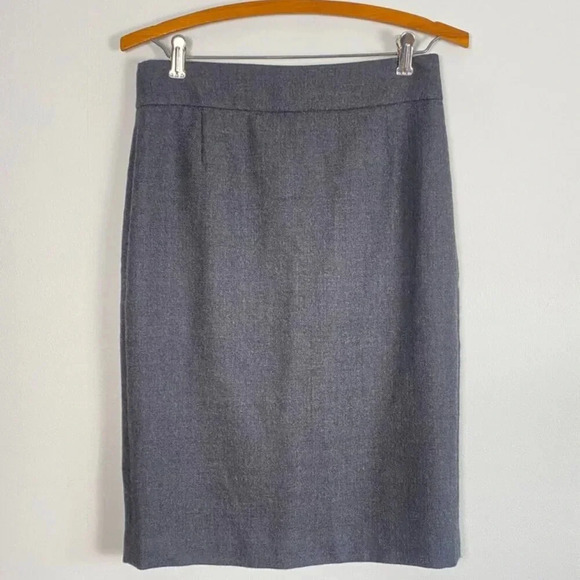 J. Crew 100% Wool Timeless Gray Pencil Skirt - Picture 1 of 9